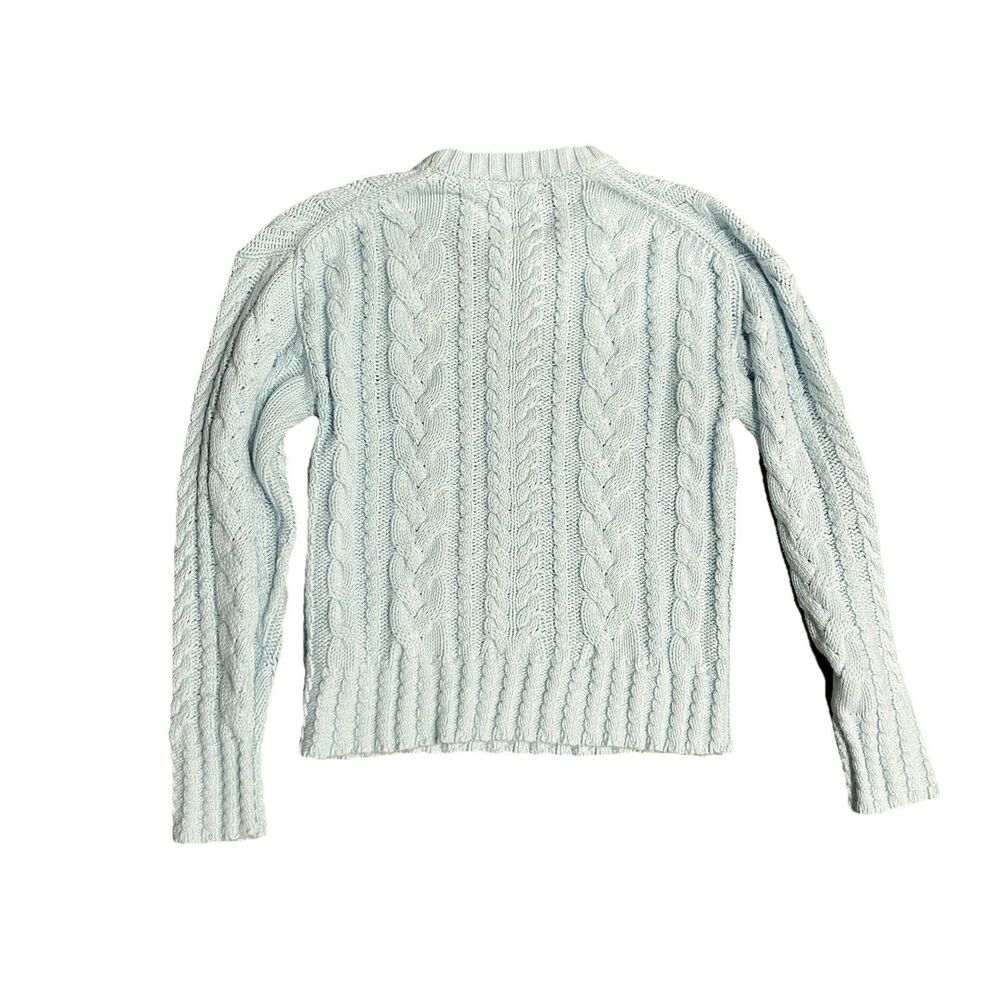 J Crew Cableknit Sweater Womens S Blue Cotton Crewneck Classic Spring - Picture 9 of 9